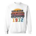 Herren Vintage Der Mann Mythos Die Legende 1932 91 Geburtstag Sweatshirt