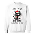 Its Fine Im Fine Everything Is Fine Funny Cat Christmas Men Women Sweatshirt Graphic Print Unisex