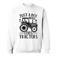 Kids Just A Boy Who Loves Tractors Cute Farm Farmer Tractor Lover Men Women Sweatshirt Graphic Print Unisex