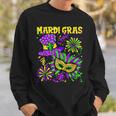 Mardi Gras Top Hat And Mask Fireworks New Orleans Carnival  Men Women Sweatshirt Graphic Print Unisex