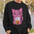 Boba Cat Drinking Boba Kitten Kawaii Japanese Kitty Sweatshirt Gifts for Him