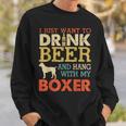 Boxer Dad Drink Beer Hang With Dog Funny Men Vintage Sweatshirt Gifts for Him