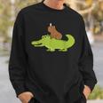 Capybara Riding Alligator Pet Dad Mom Boy Girl Kids Outfit Sweatshirt Gifts for Him