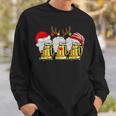 Christmas Three Glass Of Beer Lights Santa Hat Elf Antlers V2 Men Women Sweatshirt Graphic Print Unisex Gifts for Him