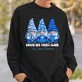 Colon Cancer Awareness Month Blue Ribbon Gnomies Support Sweatshirt Gifts for Him