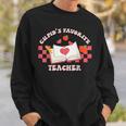 Cupids Favorite Teacher Happy Valentines Day Retro Groovy Sweatshirt Gifts for Him