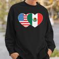 Doppelherz Mexiko & USA Flagge Langarmshirt für mexikanisch-amerikanische Patrioten Sweatshirt Geschenke für Ihn