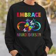 Embrace Neurodiverity Rainbow Infinity Butterfly Autism Sweatshirt Gifts for Him