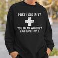First Aid Kit Whiskey And Duct Tape Funny Dad Joke Vintage Sweatshirt Gifts for Him
