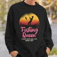 Fishing Queen Damen Sweatshirt mit Angler-Sonnenuntergang und Spruch Geschenke für Ihn