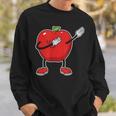 Fröhlicher Apfel Karikatur Schwarzes Sweatshirt, Lustiges Obstmotiv Tee Geschenke für Ihn