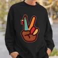 Funny Cute Thanksgiving Hand Turkey Peace Sign Sweatshirt Gifts for Him