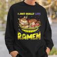 Funny Kawaii Anime Cats Love Ramen Japanese Noodles Men Women Sweatshirt Graphic Print Unisex Gifts for Him