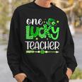 Green Leopard Shamrock One Lucky Teacher St Patricks Day Sweatshirt Gifts for Him
