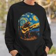 Grizzly Bear Blues Guitar-Player Starry-Night Music Sweatshirt Gifts for Him