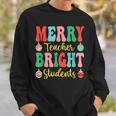 Groovy Retro Christmas Merry & Bright Teacher Student Hippie Men Women Sweatshirt Graphic Print Unisex Gifts for Him