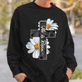 He Is Risen Flower Jesus Cross Religious Happy Easter Day Sweatshirt Gifts for Him