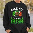 Kiss Me Im Black Irish St Patricks Day Leprechaun Hat Sweatshirt Gifts for Him