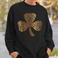 Leopard Shamrock Clover Cheetah Print St Patricks Day Sweatshirt Gifts for Him