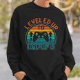 Leveled Up To Dad Of 3 Funny Gaming Daddy Again Vintage Sweatshirt Gifts for Him