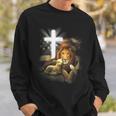 Lion And Lamb Cross Jesus Christ Sweatshirt Gifts for Him