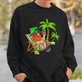 Lucky Irish Leprechaun Hawaiian Surfing St Patrick Day Retro Sweatshirt Gifts for Him