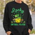 Lucky To Be A Softball Player St Patricks Day Lucky Clover Sweatshirt Gifts for Him