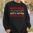 Most Likely To Eat Santas Cookies Funny Christmas Holiday Men Women Sweatshirt Graphic Print Unisex Gifts for Him