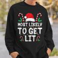 Most Likely To Get Lit Drinking Funny Family Christmas Xmas Men Women Sweatshirt Graphic Print Unisex Gifts for Him
