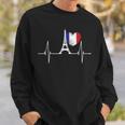 Paris Skyline Heartbeat French Flag Heart With Eiffel Tower Men Women Sweatshirt Graphic Print Unisex Gifts for Him