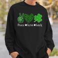 Peace Love Luck Peace Heart Shamrock St Patricks Day Sweatshirt Gifts for Him