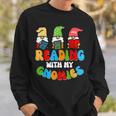 Reading With My Gnomies Funny Gnomes Book Lover Sweatshirt Gifts for Him