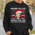 Santa Joe Biden Confused Merry Uh Uh Christmas America Flag V3 Men Women Sweatshirt Graphic Print Unisex Gifts for Him