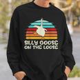 Silly Goose On The Loose Retro Sunset Funny Quote GiftSweatshirt Gifts for Him