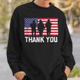 Thank You American Flag Military Heroes Veteran Day Design Men Women Sweatshirt Graphic Print Unisex Gifts for Him