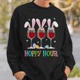 Three Wine Glasses Easter Drinking Bunny Ears Drink Up Women Sweatshirt Gifts for Him