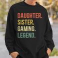 Vintage Tochter Schwester Gaming Legend Sweatshirt, Retro Gamer Girl Design Geschenke für Ihn