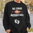 Womens My First Mothers Day Pregnancy Announcement New Mom 2023 Sweatshirt Gifts for Him
