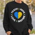 World Down Syndrome Day Awareness Ribbon Teach Hope Love T21 Sweatshirt Gifts for Him