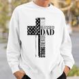 Cool Christian Blessed Dad Cross American Flag Fathers Day Sweatshirt Gifts for Him
