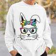 Easter Day Cute Bunny Rabbit Face Tie Dye Glasses Girl Sweatshirt Gifts for Him