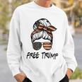 Free Donald Trump Messy Bun Republican Pro Trump Us Flag Sweatshirt Gifts for Him