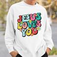 Jesus Loves You Retro Vintage Groovy Style Men Womens Sweatshirt Gifts for Him