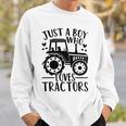 Kids Just A Boy Who Loves Tractors Cute Farm Farmer Tractor Lover Men Women Sweatshirt Graphic Print Unisex Gifts for Him