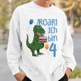 Kinder T-Rex 4. Geburtstag Sweatshirt, Lustiges Dino 4 Jahre Motiv Geschenke für Ihn