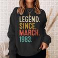 40 Years Old Vintage Legend Since March 1983 40Th Birthday Sweatshirt Gifts for Her
