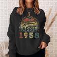 65 Year Old Awesome Since April 1958 65Th Birthday Sweatshirt Gifts for Her
