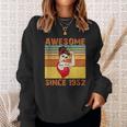 Awesome Since 1952 70Th Birthday Messy Bun Sweatshirt Gifts for Her