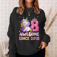 Awesome Since 2015 Dabbing Unicorn 8Th Birthday Gift Girls Sweatshirt Gifts for Her