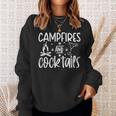 Campfires And Cocktails Graphic Funny Camping Sweatshirt Gifts for Her